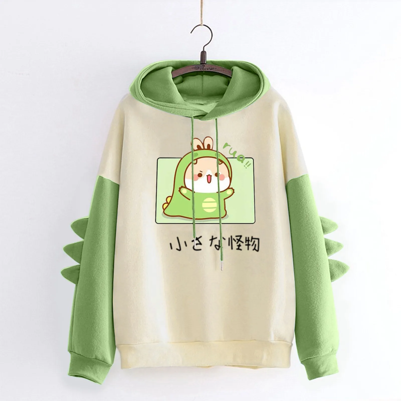 Fashion Women Sweatshirt Casual Dinosaur Print Long Sleeve Splice Hoodies Sweatshirt Tops Streetwear Women Oversized Hoodies