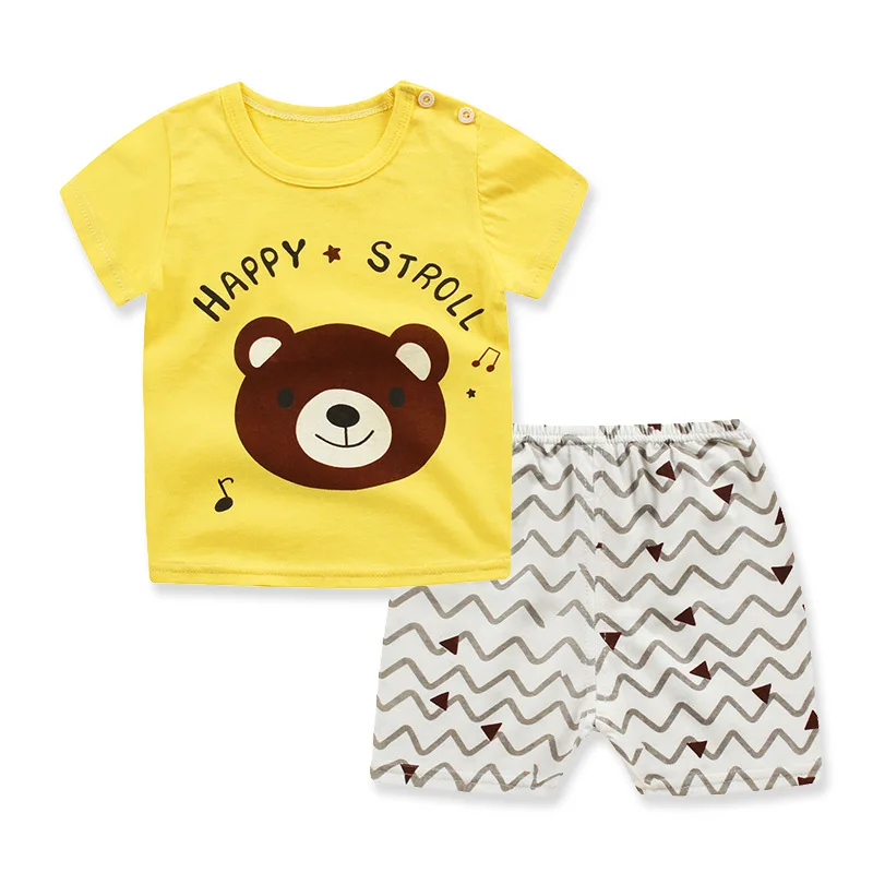 

2PCS Summer Children's Clothing Sets 1-7Y Toddler Girls Cotton Short Sleeved Tops and Pants Pajamas Suit Kids Pullover Garment