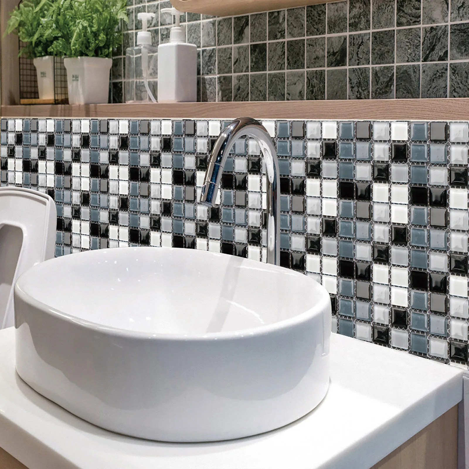 10pc 3d Crystal Magic Gel Tiles Self Stick Mosaic Tile For Kitchen And Bathroom Backsplash Creative Brick Wallpaper | Дом и сад