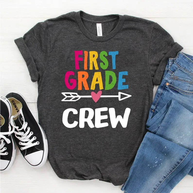 

First Grade Crew Shirt 1st Grade School Teacher Team shirts 100% Cotton O Neck Short-Sleeve Unisex T-Shirt