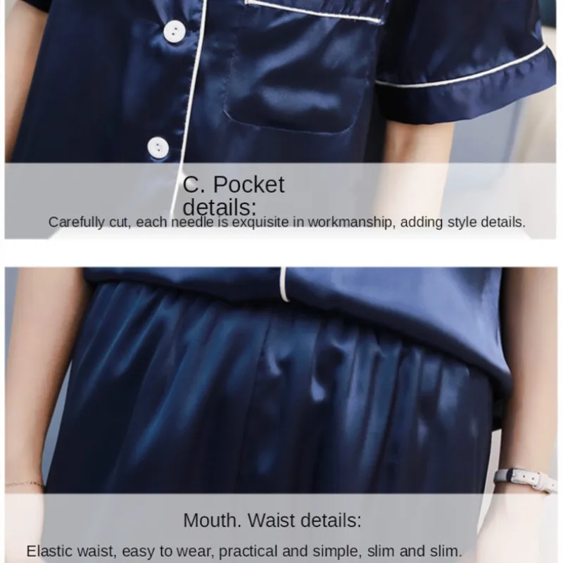 

M-5XL Plus Size Ice Silk Pajamas Women's Summer Short-Sleeved Casual Thin Sleepwear Nightie 2021 New Sexy Pijamas Loose Homewear