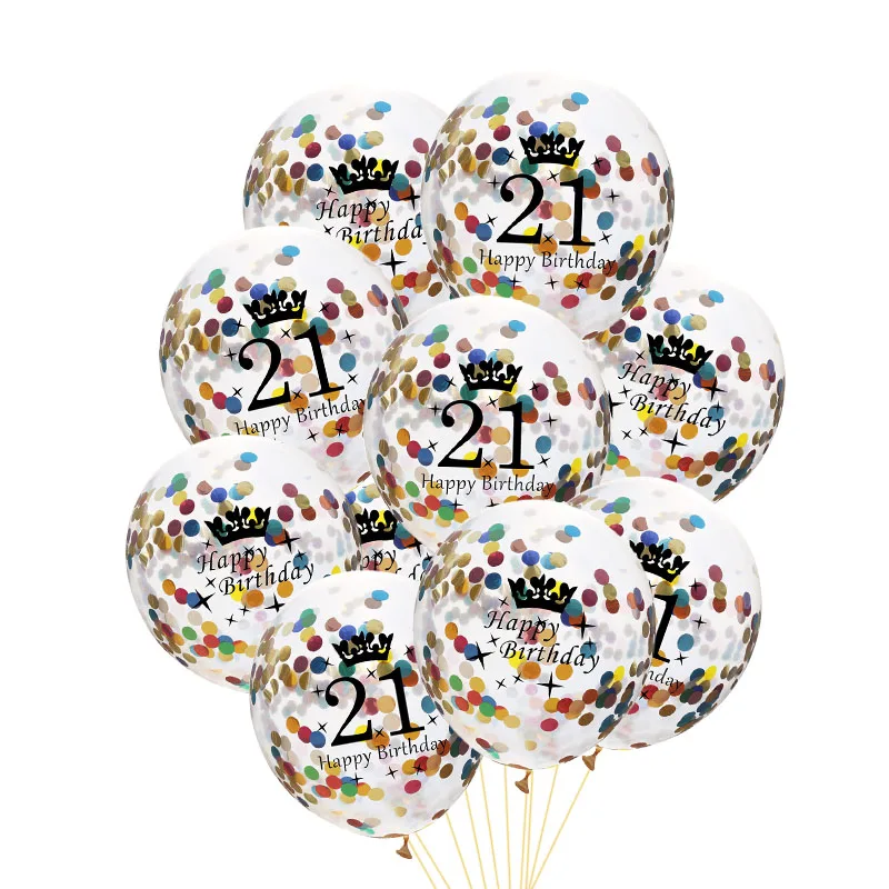 multicolor-21th-10p С днем рождения 18 Фольга воздушных шаров круглой формы в форме сердца воздушные шары 21/18th День рождения декор из латекса воздушный шар для детей и взрослых 21/18th лет - Цвет: multicolor-21th-10p
