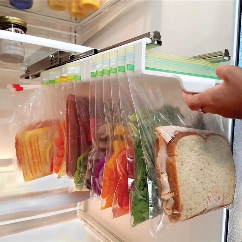 

Storage Rack Refrigerator Fresh-keeping Bag Track Storage Rack Sealed Bag Telescopic Household Rack Durable SP99