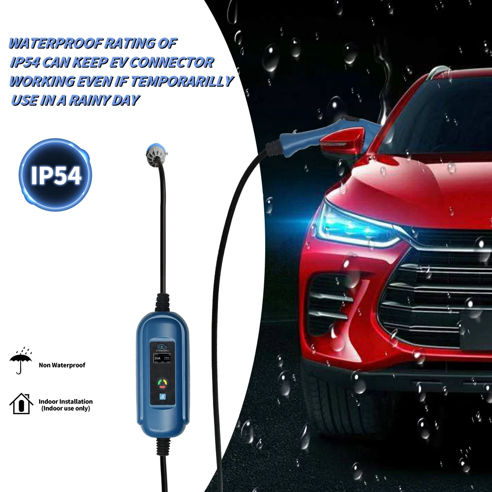 

J1772 EV Charger Type 1 schuko Plug EVSE Charging 16A/26A/32A Adjustable 5 Meters EV Cable For Leaf Electric Vehicle