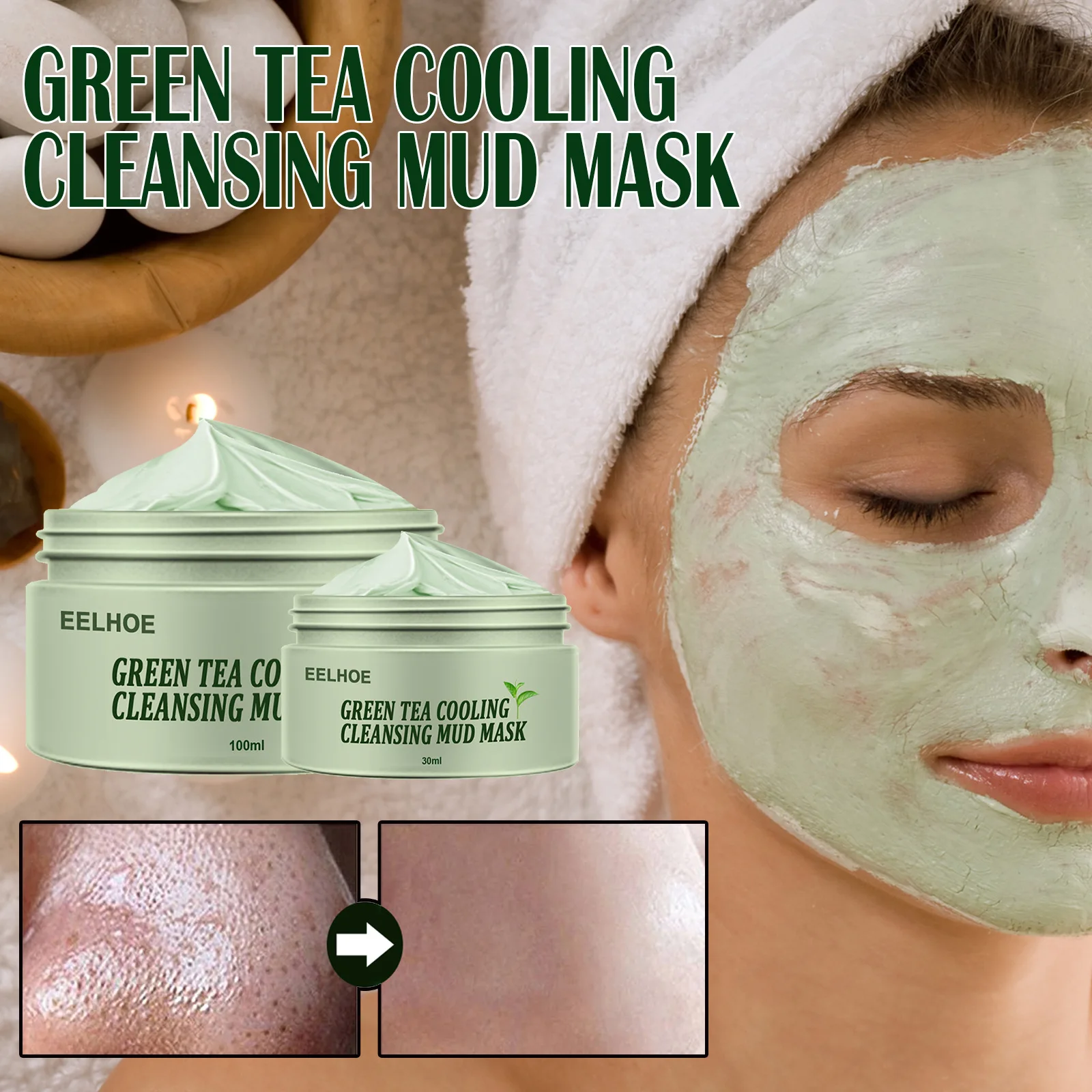 

Грязевая маска EELHOE 30/100 мл для улучшения Dullness лица, контроль жирности зеленого чая, очистка от акне, удаление отшелушивания, осветление тона ...