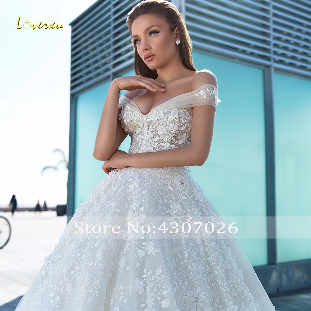 Loverxu бальное платье с v образным вырезом кружевные Элегантные свадебные платья