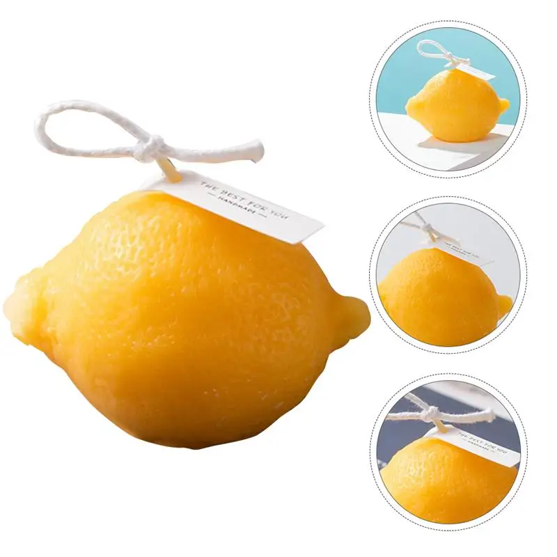 

1Pc Candle Creative Lemon Shape Aromatherapy Candle Photography Prop Soy Wax Candle for Bar