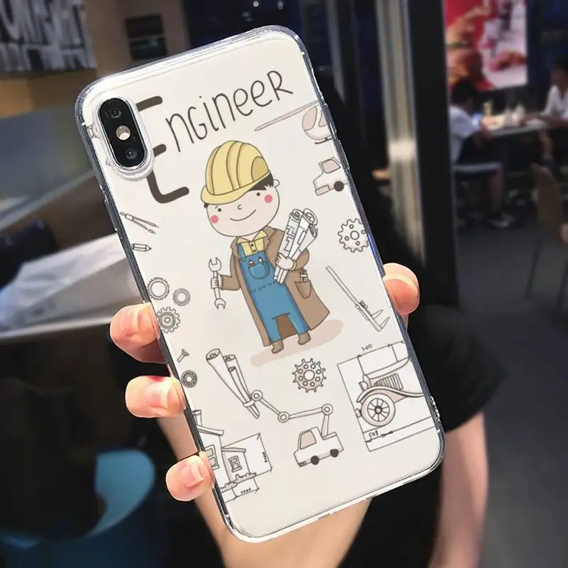 

Cartoon Cute Profession Teacher Phone Case Transparent soft For iphone 5 6 7 8 11 12 s c se plus mini x xs xr pro max cover