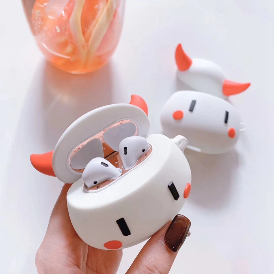 3D милый чехол для наушников Airpods 2 Чехол аниме кошка силиконовая утка наушники защитная крышка для Apple Air pods для наушников Чехол