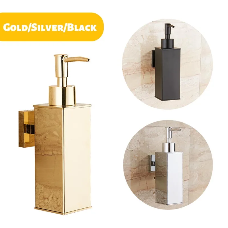 

Liquid Soap Dispenser Stainless Steel hand squeeze wall-mounted hotel bathroom kitchen square design