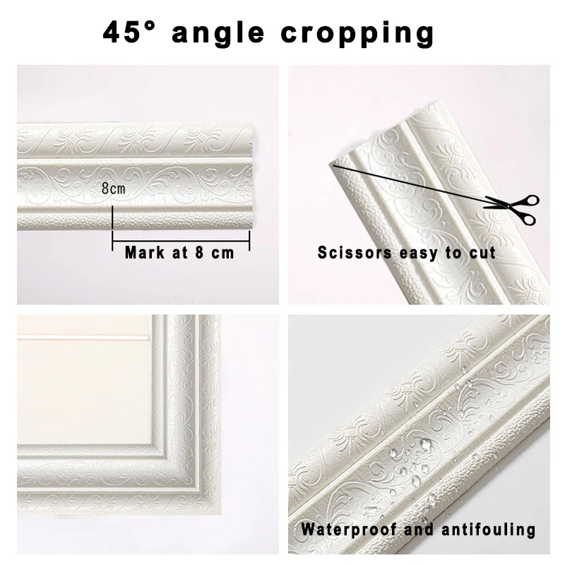 

3D Foam Wall Stickers Room Decor Waist Line Skirting BorderSelf-adhesive Corner Waterproof Strip Wall Trim Living Room Bedroom