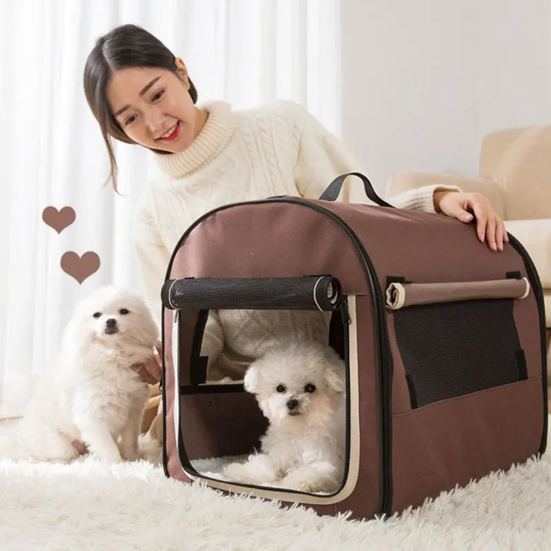 Jaula plegable para perros y gatos, bolsa de viaje, accesorios de transporte para perros pequeños, bolsas para caca de asiento de coche, mochila para cosas