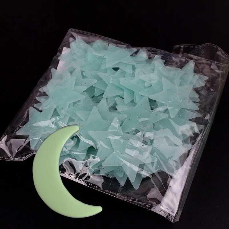 100 шт./пакет Звезда Луна светящаяся в темноте наклейка освещение ночное Искусство