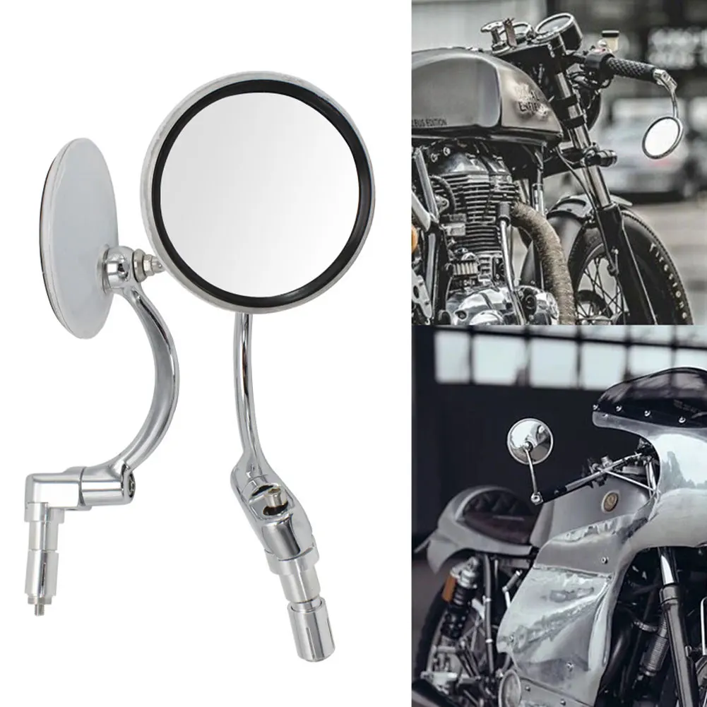 

2PCS Motorcycle Chrome Aluminum 7/8" 22mm Handle Bar End Side Rear View Mirror Offroad Universal Cafe Racer Scooter Offroad Bike