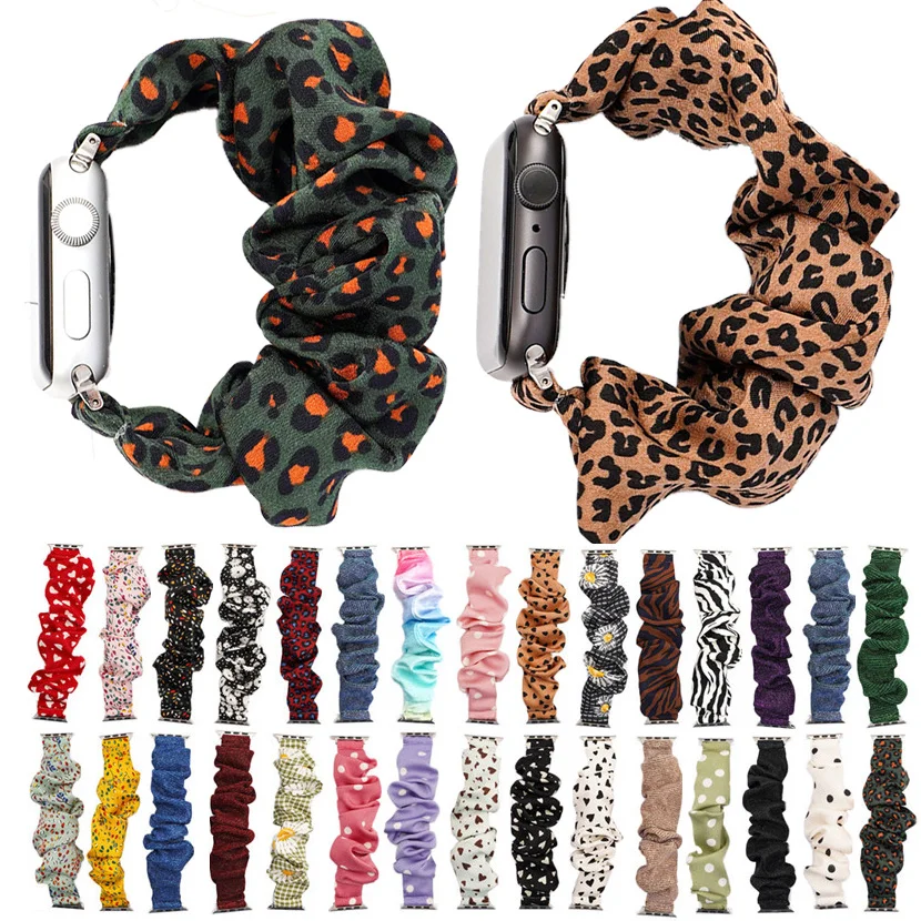 

Fabric Elastic Strap for Apple Watch iwatch 6 5 4 3 2 1 SE 38mm 42mm 40mm 44mm Women Girls Scrunchie Replacement Band Bracelet