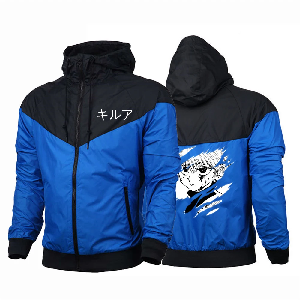 Мужская непромокаемая ветровка с капюшоном принтом из аниме Hunter X Killua Leorio на