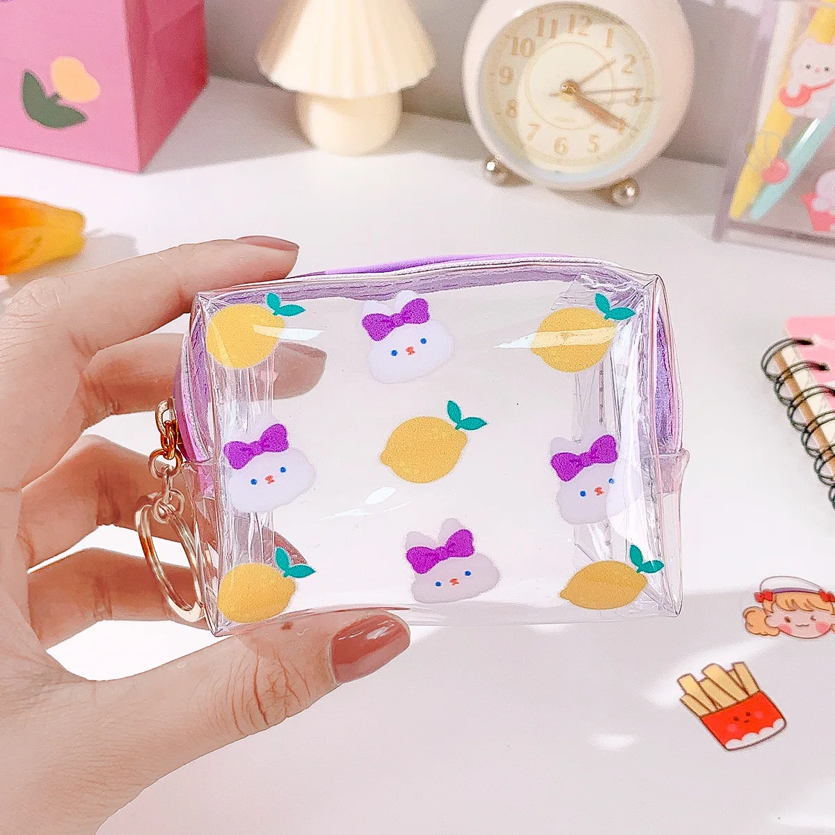 

Transparent PVC Wallet Cartoon Bear/Rabbit Waterproof Coin Purse Woman Small Purse Cosmetic Bag Pencil Bag