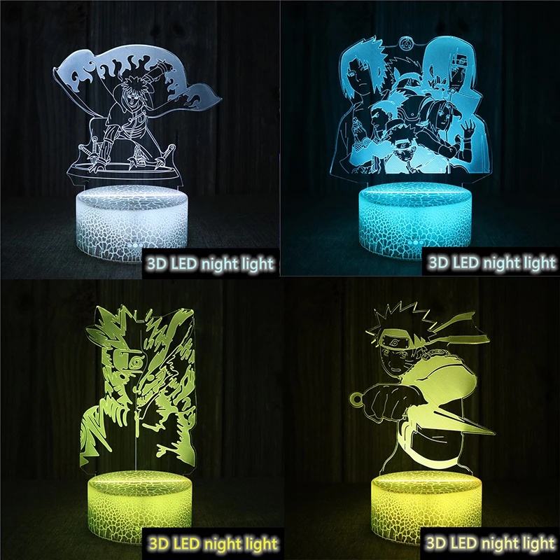 

Naruto Anime Figure 3D Led Night Light Acrylic Changing Model Hatake Kakashi Collection Desktop Ornaments Holiday Gift