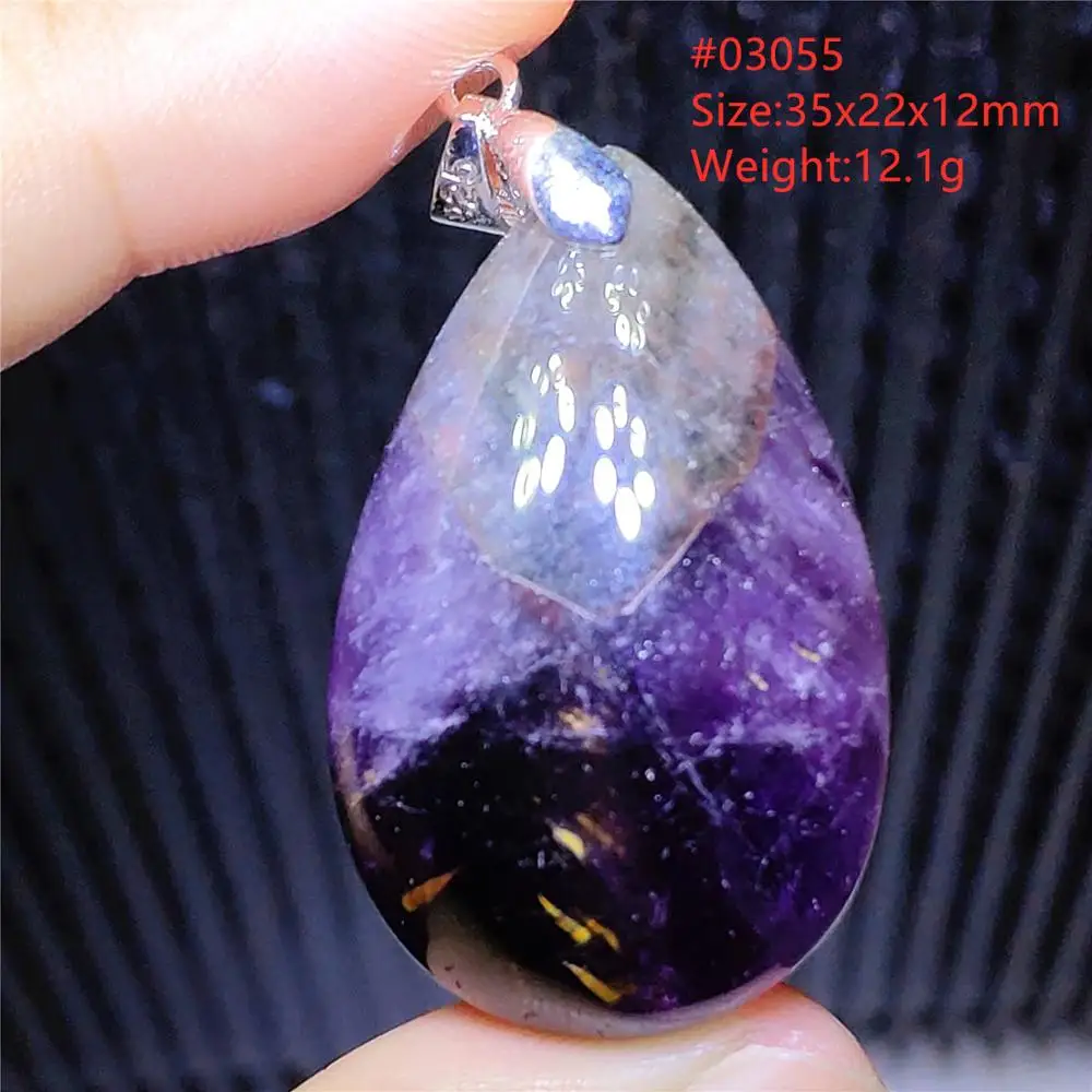 Подлинный натуральный Cacoxenite Auralite 23 Фиолетовый красный женский мужской кулон
