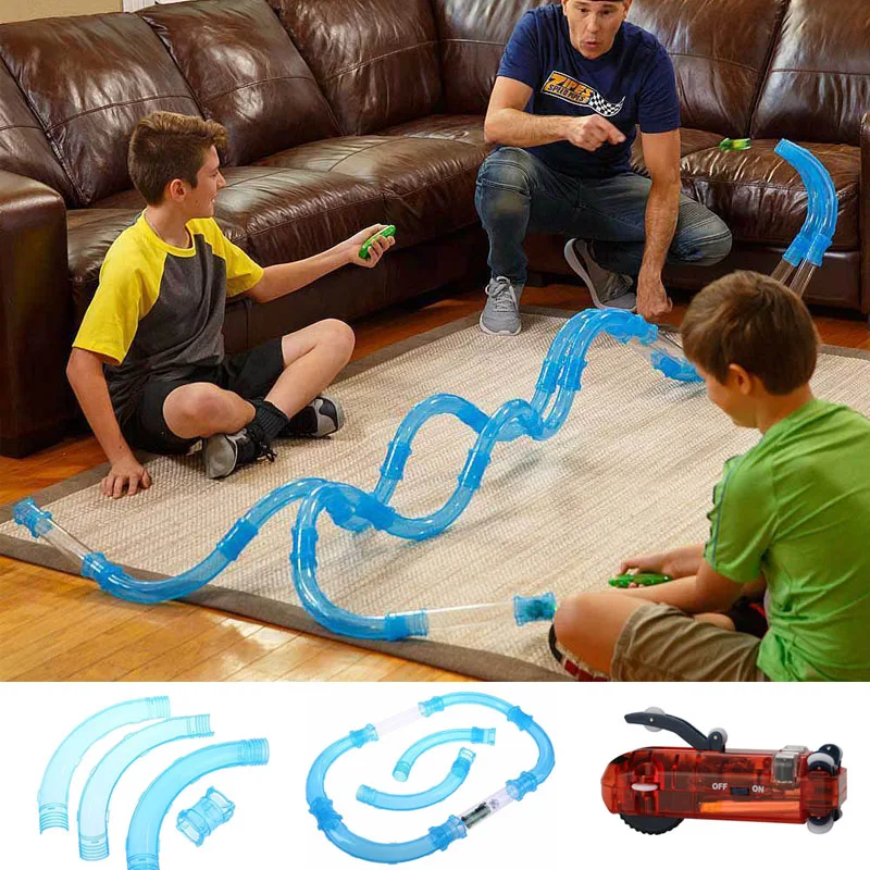 52PCS Speed Pipes DIY Remote Control Pipe Racing Track RC Car Toy Kids Pipes Cars Toys Flash Light Christmas Gifts Dropshipping