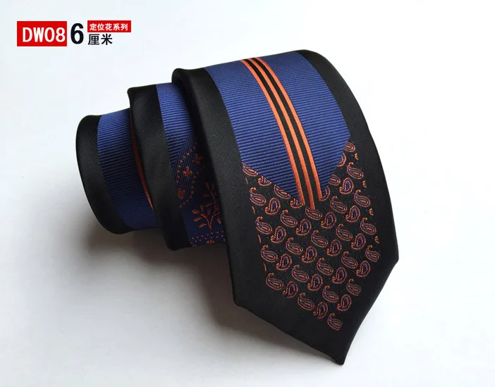 

6cm Men Designer's Skinny Ties High Craft Panel Necktie Stripe with Paisley Pattern