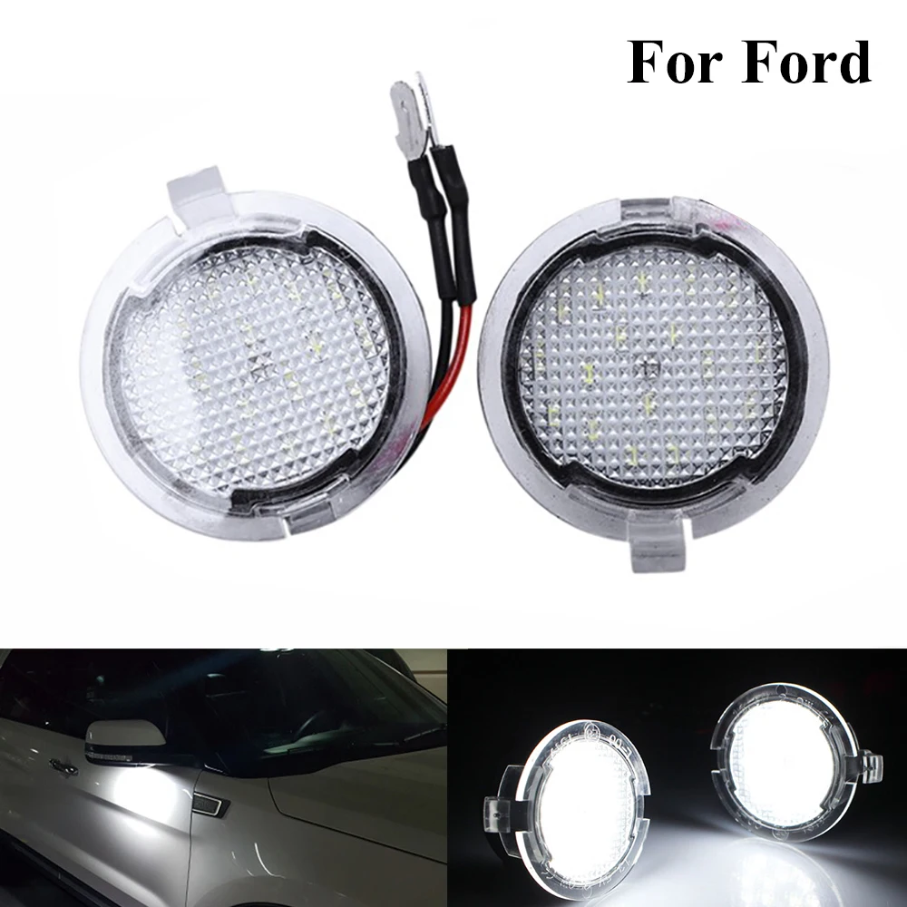 2Pcs Bright White Car LED Under Side Mirror Puddle Light Waterproof Signal Lamp For Ford F-150 Edge Fusion Flex Explorer Mondeo |