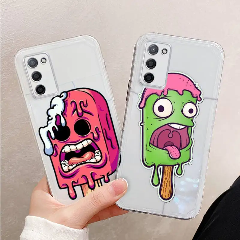

horror cute ice cream Phone Case Transparent For oppo R17 R15 R11 R9 F11 A32 A39 K7 K5 S X PRO PLUS moible bag