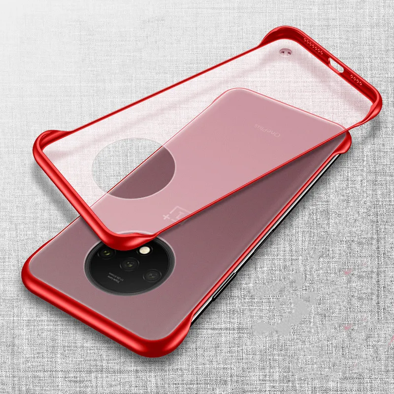 Red Case Frameless Case For Oneplus 7T Pro 7 Pro 6T Case Ultra-thin Matte PC Shockproof Back Cover For One plus 7 Oneplus 7Pro 7 Pro Case - Цвет: Red Case