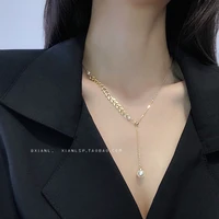 womens clavicle chain pin party gift necklace designer novelty pearl tassel five petal necklacelong necklace