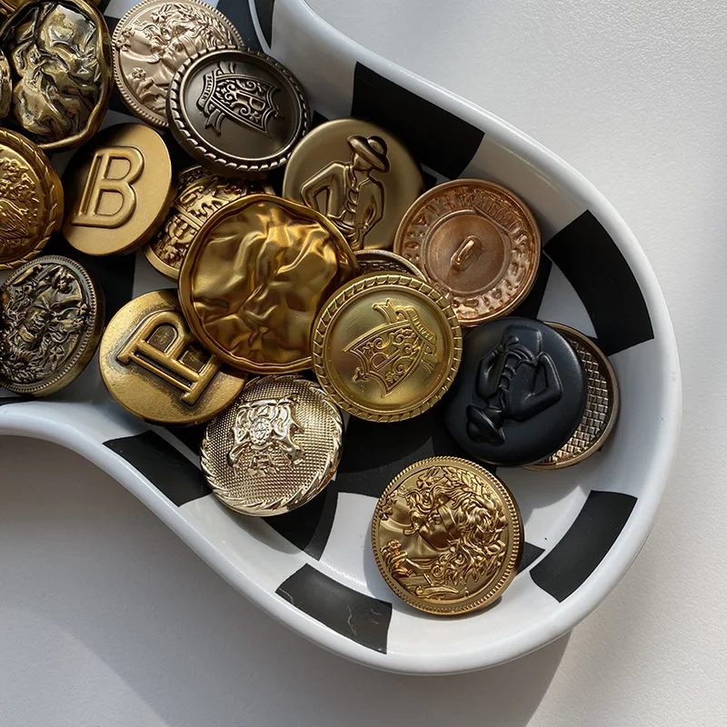 Luxury Metal Buttons Gold Settings For Clothing Coat Cuff Decoration Diy Crafts Supplies Apparel Retro Sewing Shank Button 6pcs | Дом и сад