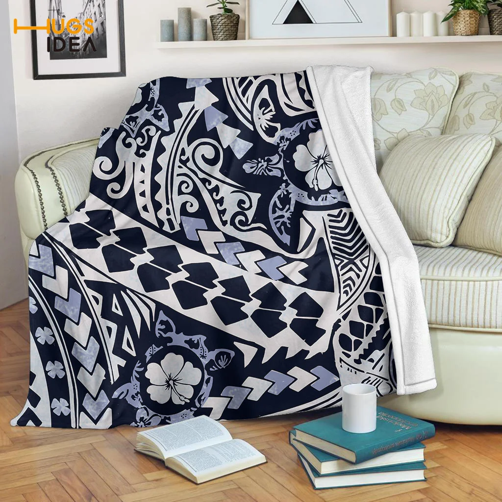 

HUGSIDEA Women's Breathable Lightweight Throw Blankets For Bedding Couch Bedspreads Polynesian Tribe Design Quilts For Adults