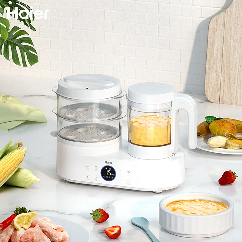 Haier машина для приготовления детского питания Пароварка двойная чашка пищевая добавка машина автоматический Электрический измельчитель пищи кастрюля контейнер для соковыжималки