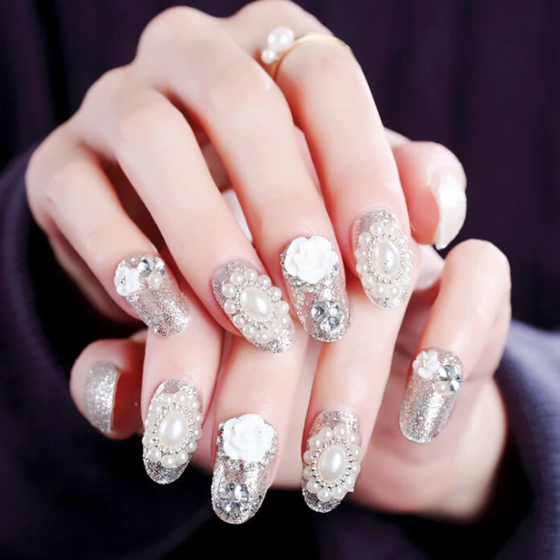 Новый 24 шт. жемчужного цвета с цветочным принтом пикантные 3D модные Стиль