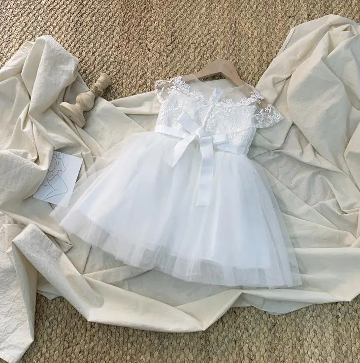 Новинка 2020 года детские кружевные сетчатые весенние платья с бусинами