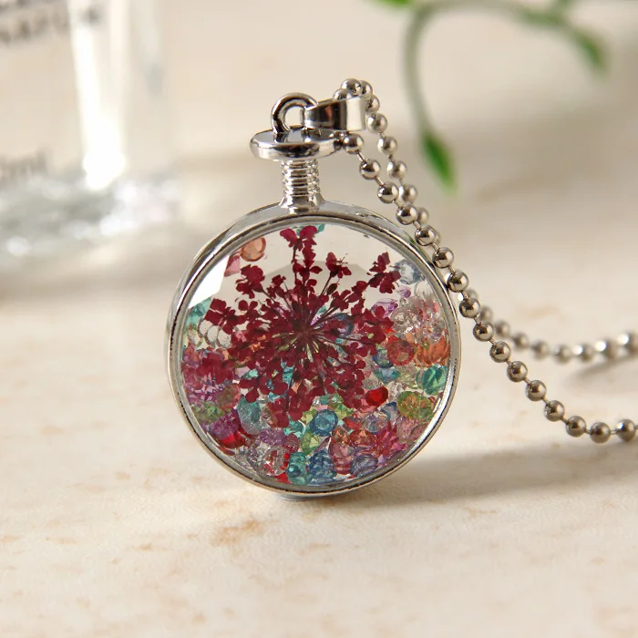 Натуральный белый кристалл камень кулон многоцветный цветок ожерелье ручной