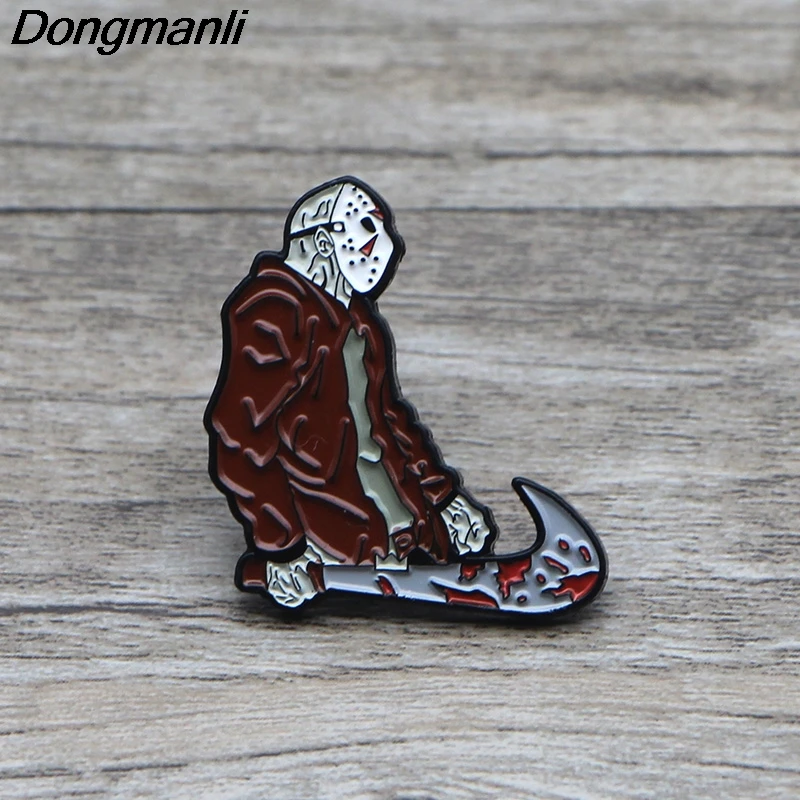 L1367 Friday the 13th Horror булавки металлические броши и булавки эмалированная булавка для рюкзака/сумка со значком брошь футболка воротник ювелирные изделия 1 шт
