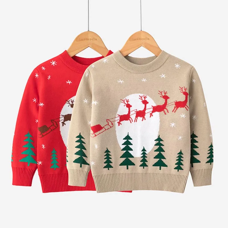 

Christmas Baby Girls Sweater Autumn Kids Knitwear Boys Pullover Sweater Christmas Tree Deer Knitted Sweater Children's Clothing