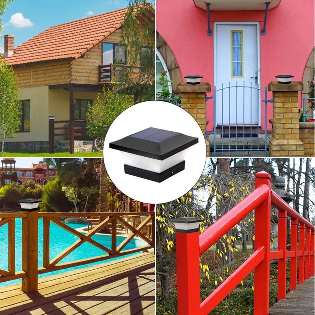 

6LED Courtyard Lights Solar Fence Lamp Waterproof Outdoor Square Column Light High Conversion Low Power Consumption