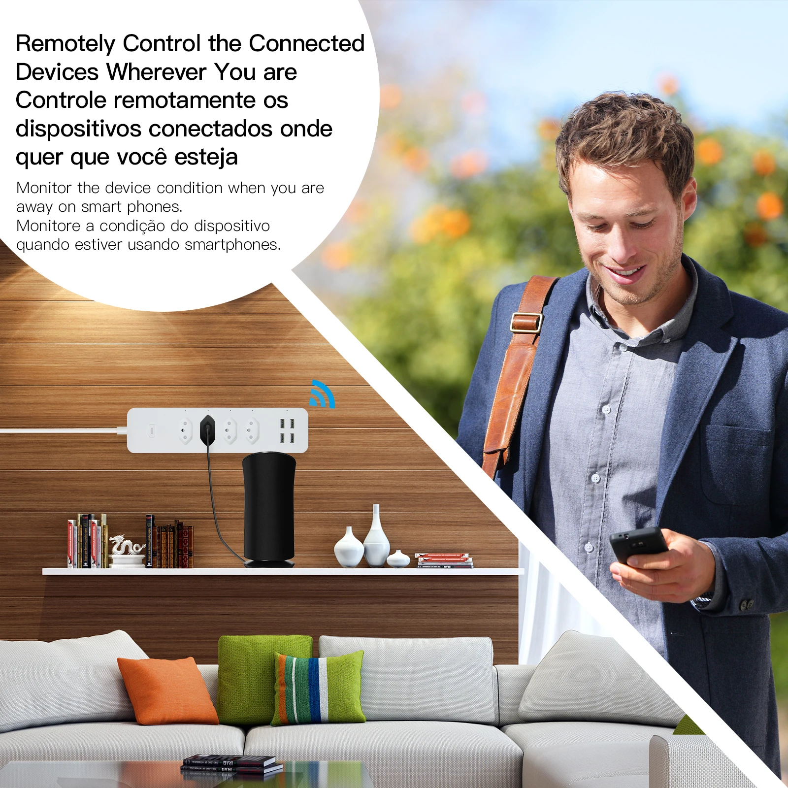 Tuya smart wifi бразильский стандарт 4 розетки блок питания USB master control app пульт