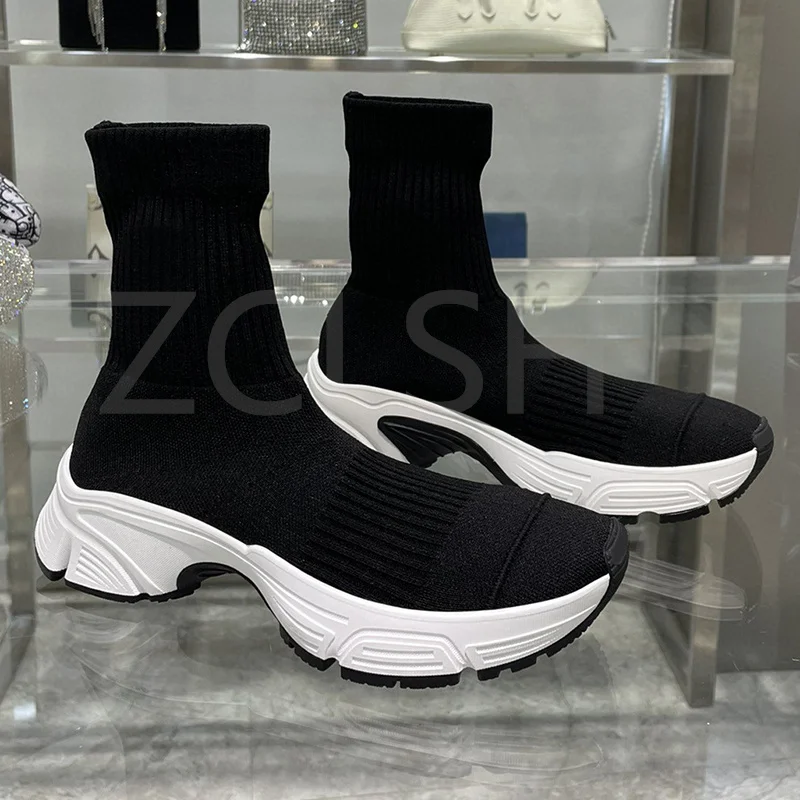 

Кроссовки-носки унисекс, брендовые высокие, эластичные, без шнуровки, Повседневная вязаная обувь для тренировок, роскошные