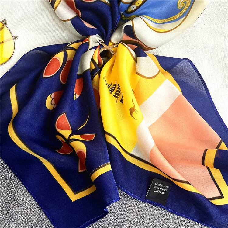 

JTVOVO Designer Luxury women Scarf 90*90cm silk square scarf for women hair tie band bandana solid color female foulard hijab