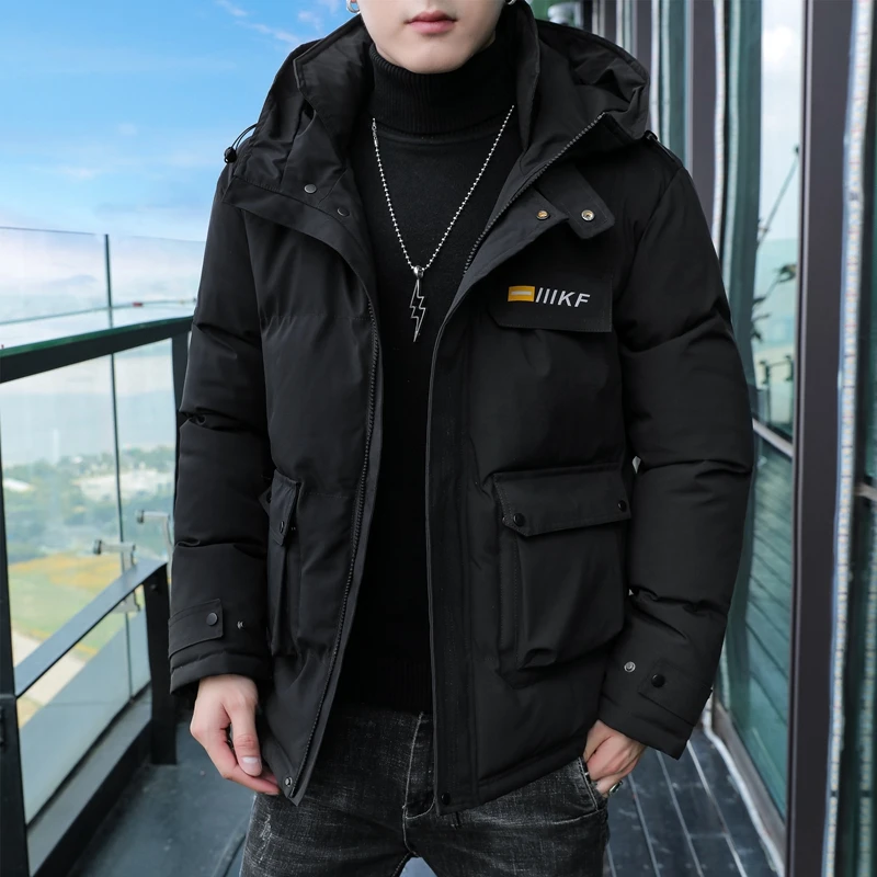 

Men's Coat Autumn and Winter 2021 New Men's Hooded Cotton-Padded Coat Korean Style Fashion Jacket Padded down Jacket Men's