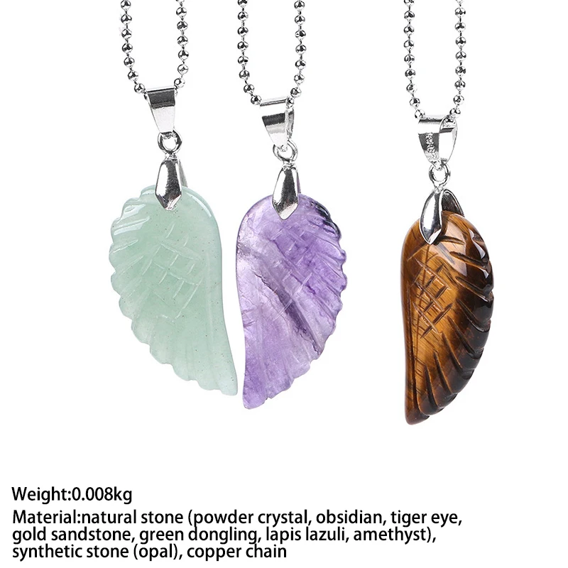 M & G Природный кристалл Крылья Ангела ожерелье сплошной цвет камень кулон