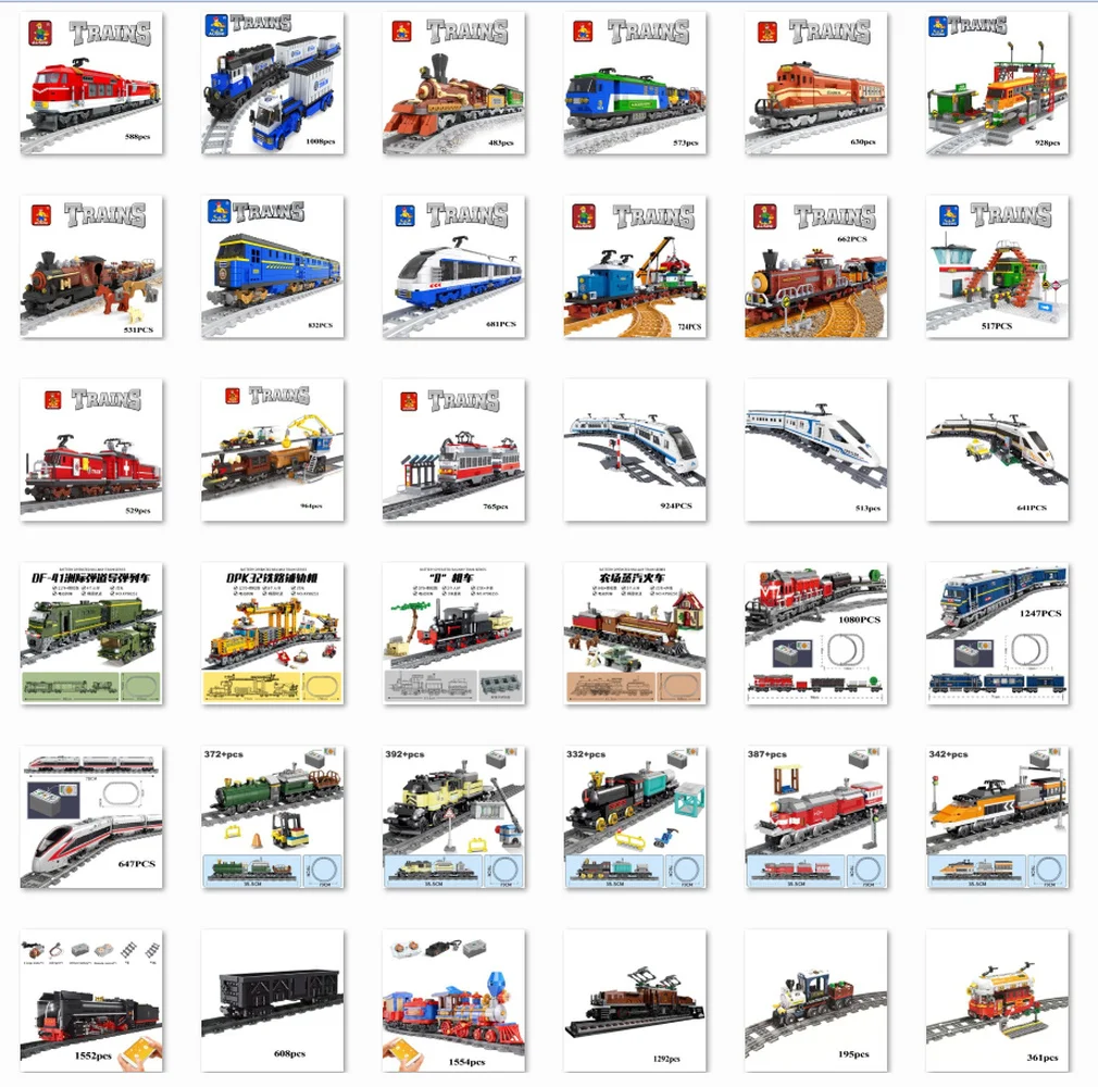 Детская модель железной дороги серии "Город" с треками, строительными блоками и игрушками "кирпичами" для детей - подарок "Brinquedos".