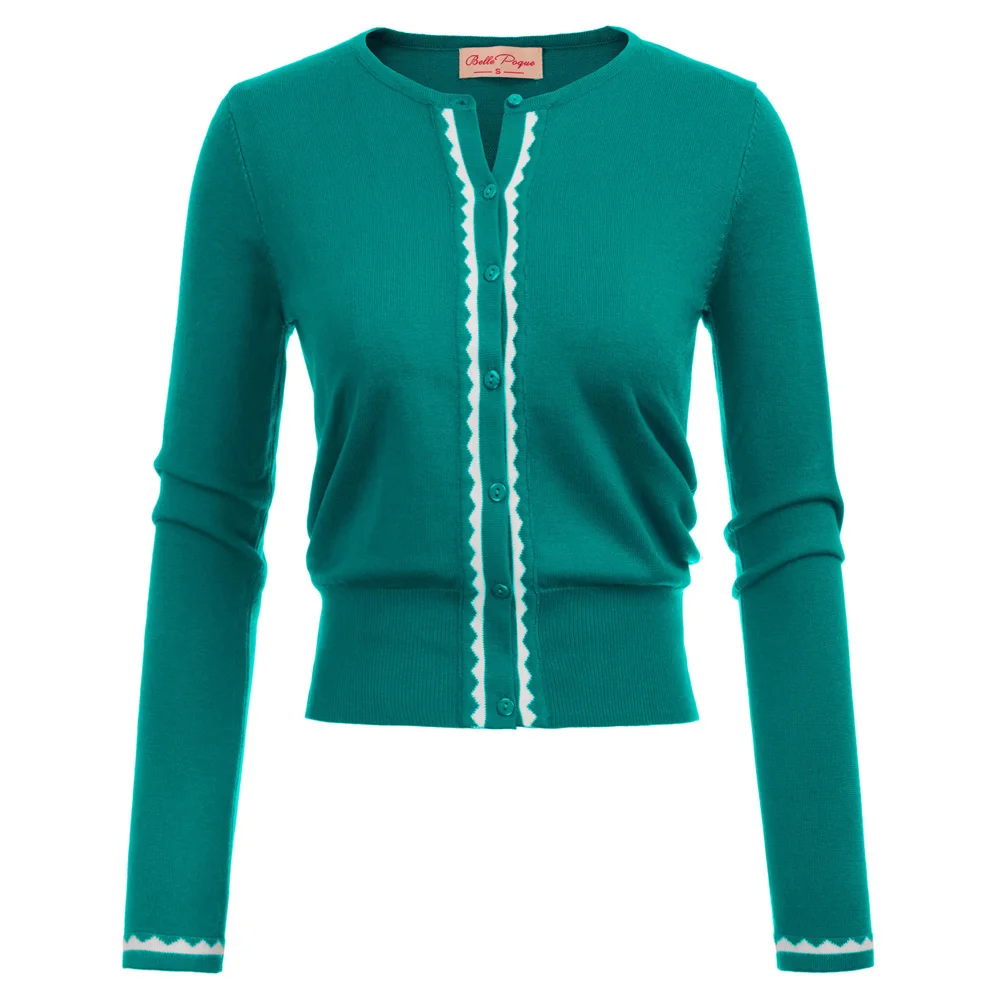 Belle Poque женские куртки с длинными рукавами и круглым вырезом на пуговицах