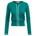 Belle Poque женские куртки с длинными рукавами и круглым вырезом, на пуговицах и с контрастной Цвет кардиган пальто модный, теплый и мягкий вязаный джемпер тонкий свитер