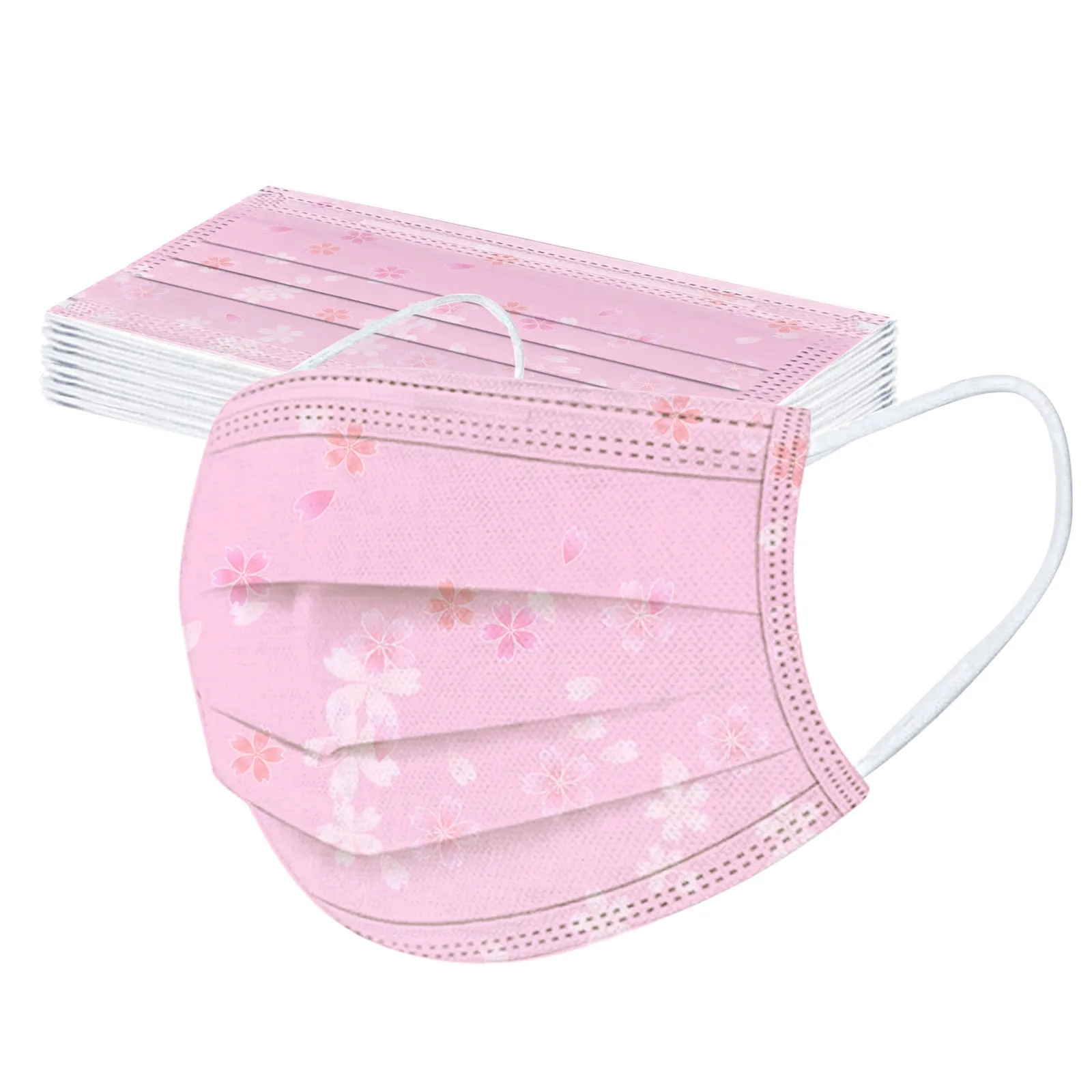 

50pcs Printing Disposable Face Mask For Women Dust-Proof Three-Layer Earloops Masks Protective Masques Halloween Cosplay Mask