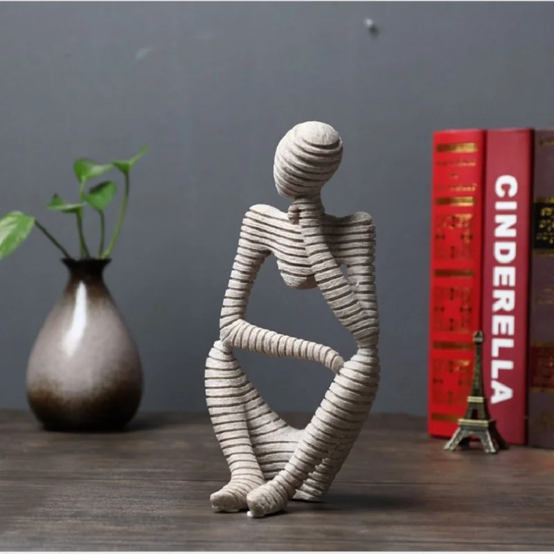 Женская статуя с абстрактной резьбой статуэтка ручной работы домашний декор