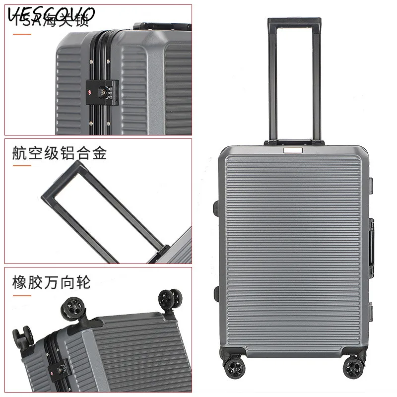 VESCOVO алюминиевая рамка для мужчин и женщин чемодан в стиле ретро 20 &quot24&quot 28 дюймов