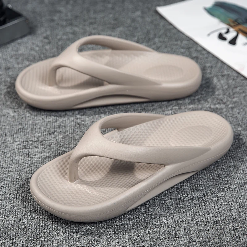 

Summer Khaki Men's Flip-flops Platform Massage Slippers Beach Flip Flops Men Comfortable Cloud Thick-Sole Slipper Mens Slides